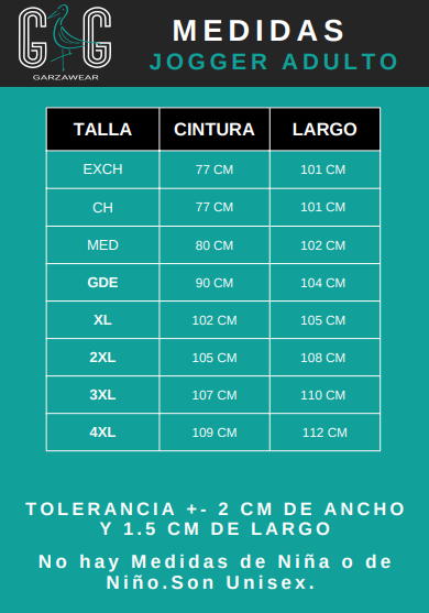 Medidas Jogger adulto