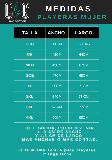 Medidas playera mujer